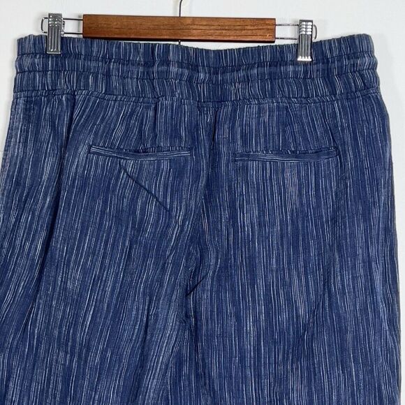 Athleta Cabo Linen Textured Wide Leg Pants Sz 10 Tall Blue Pull On Comfort - Picture 4 of 12